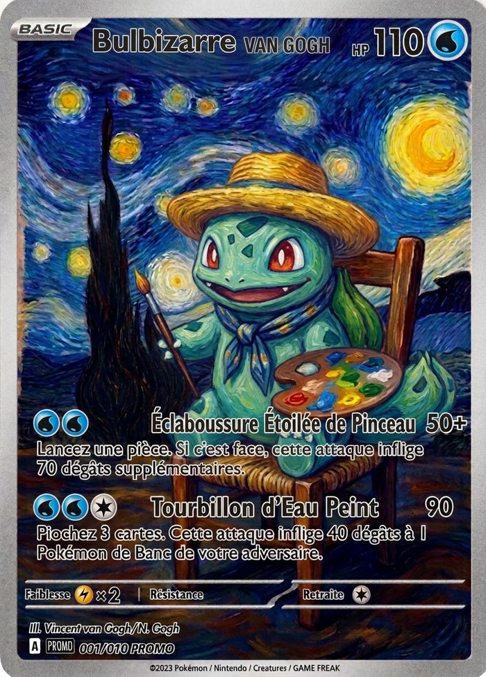 Bulbizarre Van Gogh — Carte Pokémon Fan Art
