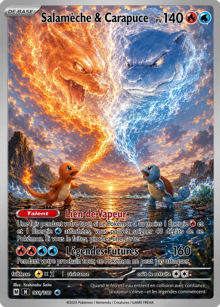 Salamèche & Carapuce — Carte Pokémon Fan Art