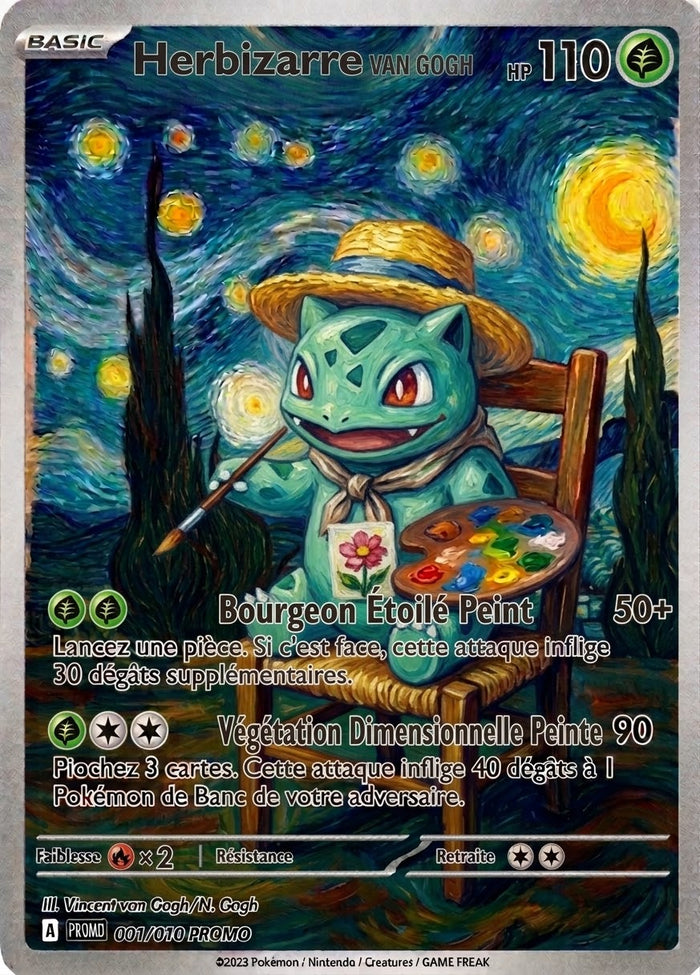 Herbizarre Van gogh — Carte Pokémon Fan Art