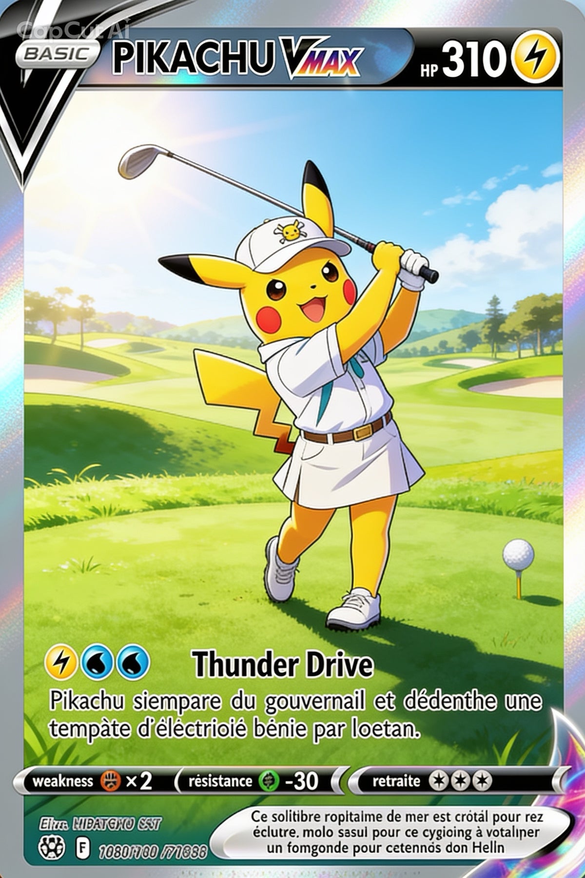 Pikachu VMAX Golf — Carte Pokémon Fan Art