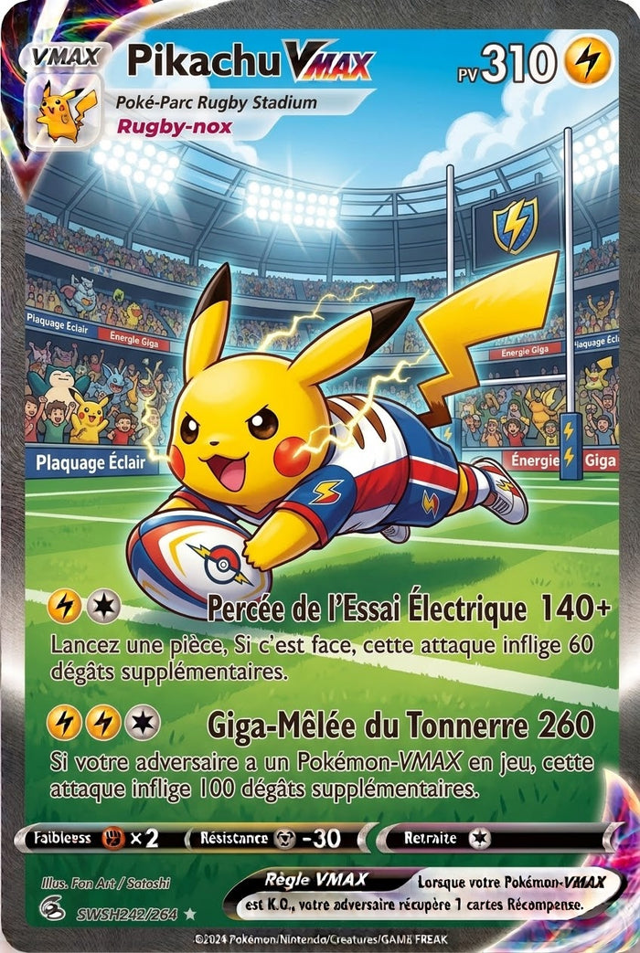 Pikachu VMAX Rugby — Carte Pokémon Fan Art