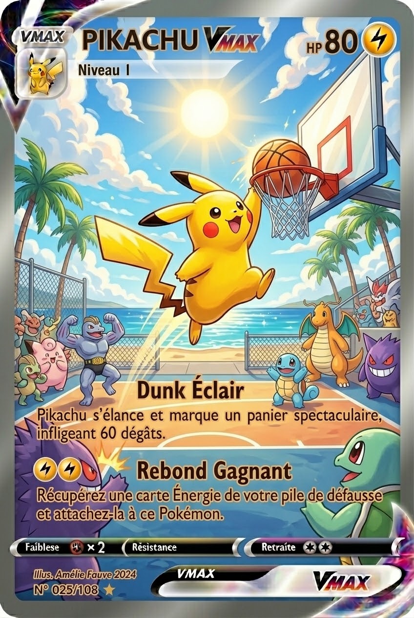Pikachu VMAX Basketball — Carte Pokémon Fan Art