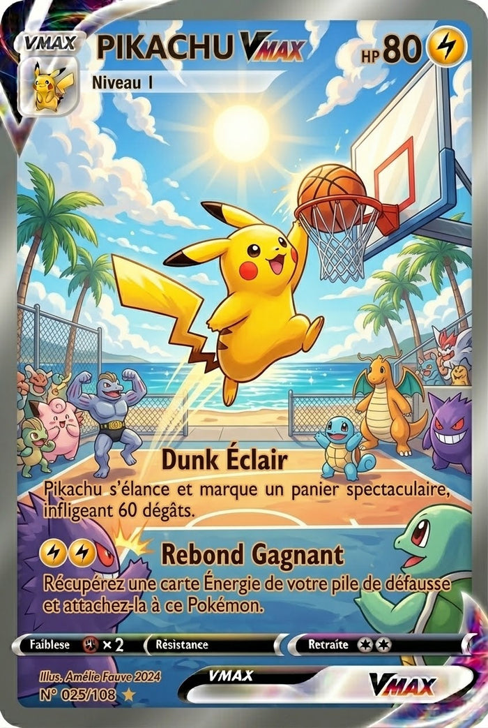 Pikachu VMAX Basketball — Carte Pokémon Fan Art