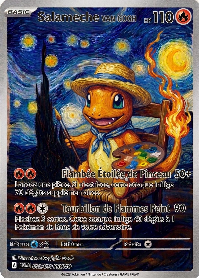 Salamèche Van Gogh — Carte Pokémon Fan Art